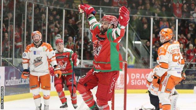 Stephen Dixon celebrates a goal v Sheffield