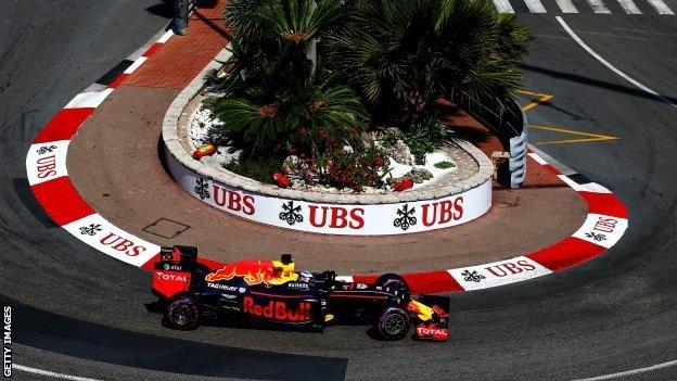 Daniel Ricciardo driving his Red Bull at Monaco