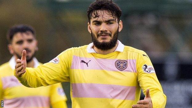 Tony Watt shows his frustration with Hearts