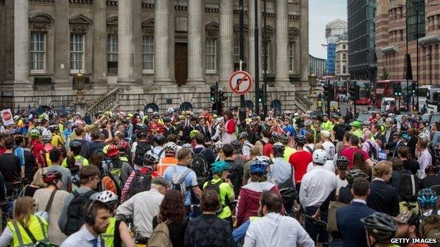 cyclists at Bank junction, London