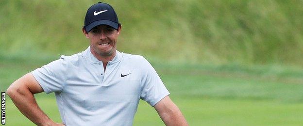 Rory McIlroy looking disgruntled