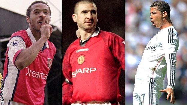 Thierry Henry, Eric Cantona and Cristiano Ronaldo