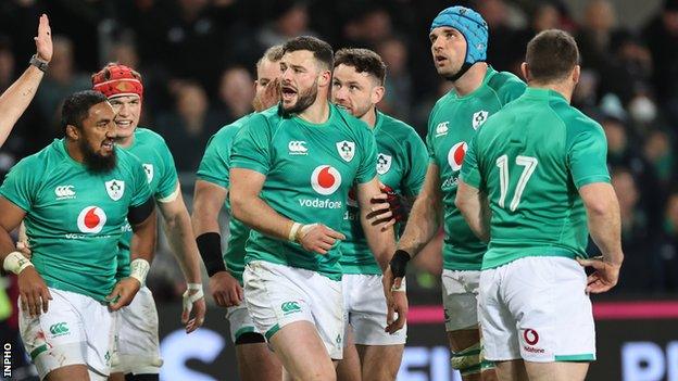 Bundee Aki, Robbie Henshaw and Tadhg Beirne