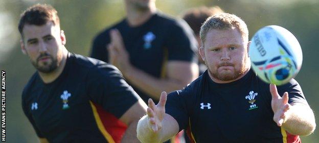 Wales prop Samson Lee in training