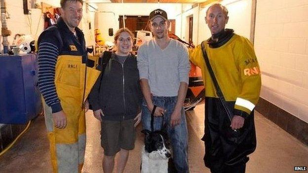 Charlotte Worrall and Michael Carey with the rescuers