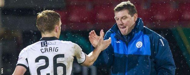 St Johnstone's Liam Craig and manager Tommy Wright shake hands