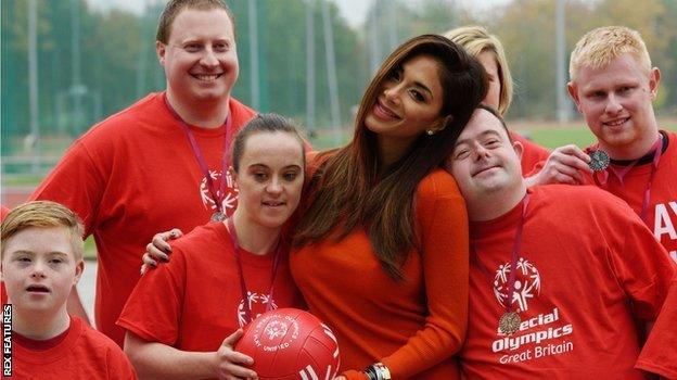 Scherzinger met athletes at a Special Olympics event in London and explained the organisation's aims and activities, including training for young athletes