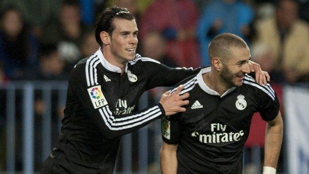 Real Madrid forwards Gareth Bale (left) and Karim Benzema