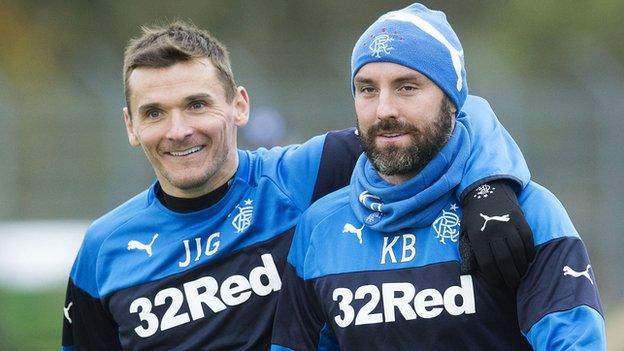 Lee McCulloch and Kris Boyd in training with Rangers