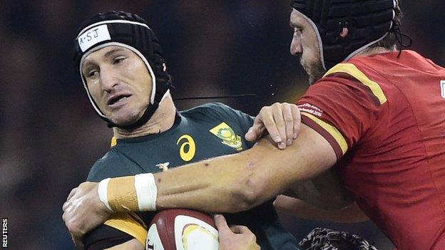 Johan Goosen playing for South Africa