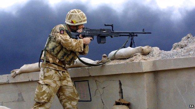 British soldier in Basra, southern Iraq in 2003