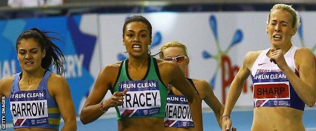 Adelle Tracey wins the women's 800m at the Indoor British Championships in Sheffield