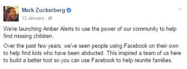 Mark Zuckerberg post