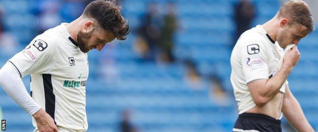 Caley Thistle's Brad McKay (left) was left dejected