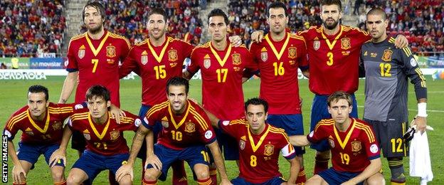 Michu with his Spain team-mates