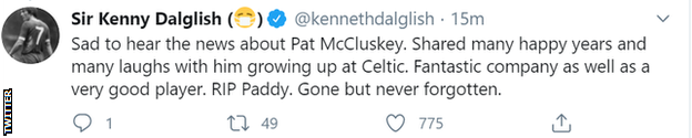 Kenny Dalglish Twitter message