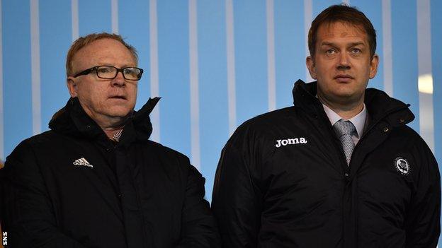 Scotland manager Alex McLeish and Partick Thistle managing director Ian Maxwell