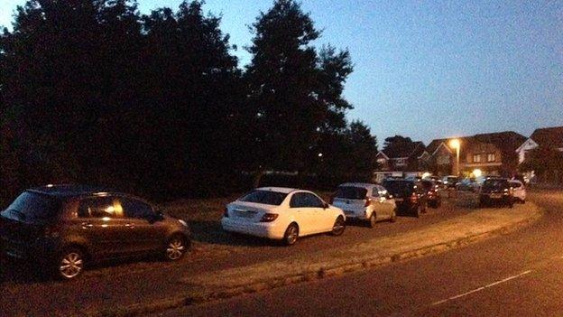 Cars blocking off green sites in Kesgrave