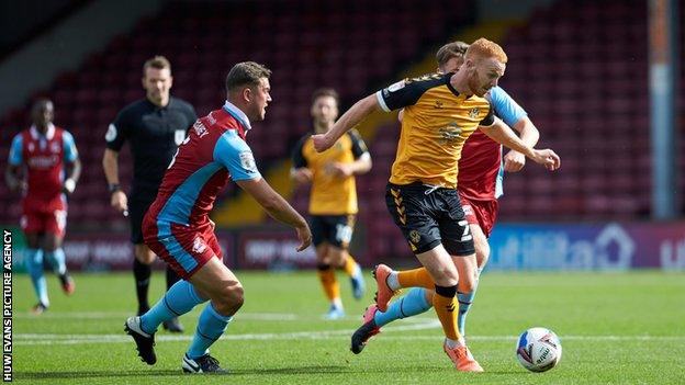 Ryan Taylor made his first league appearance for Newport after signing on a free transfer in the close season