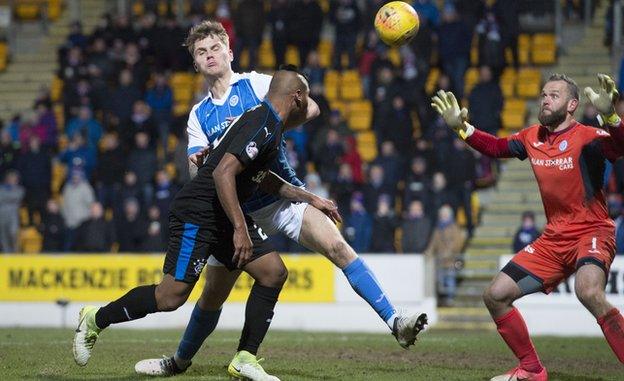 Rangers' Alfredo Morelos scores against St Johnstone