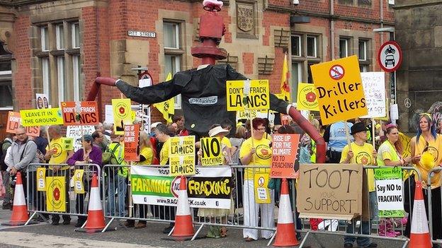 Anti-fracking protesters in Preston