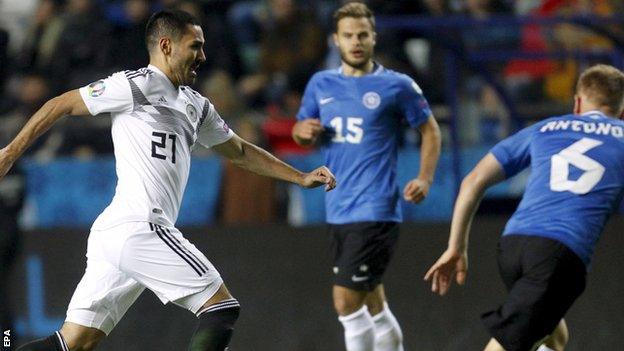 Ilkay Gundogan scores for Germany in Estonia