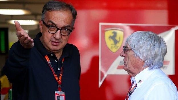 Ferrari president Sergio Marchionne and F1 boss Bernie Ecclestone