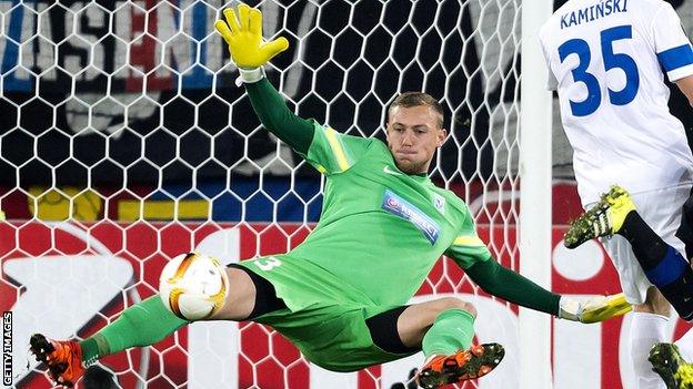 Maciej Gostomski playing for Lech Poznan