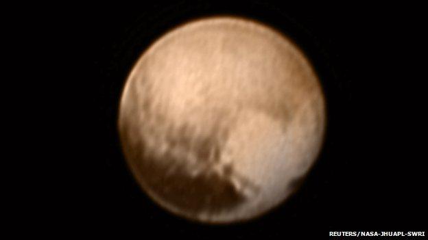 A close-up image of the dwarf planet Pluto