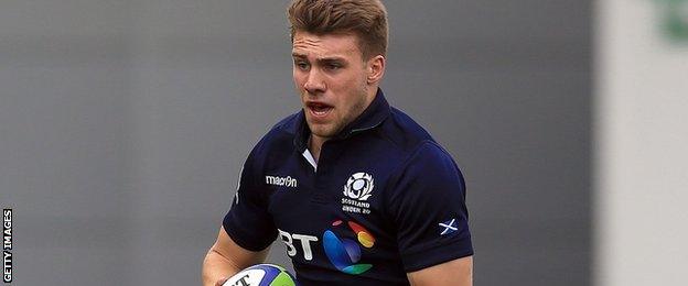 Ben Robbins in action for Scotland Under-20s