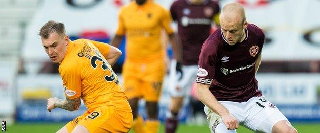 Livingston's Gregg Wylde and Hearts' Steven Naismith