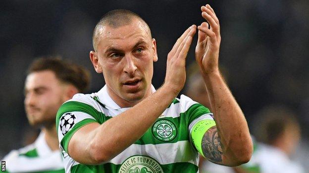 Scott Brown celebrates Celtic's point against Borussia Monchengladbach