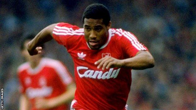 John Barnes playing for Liverpool in 1990