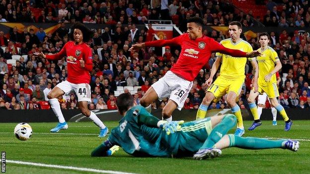 Mason Greenwood (number 26) is the first player born in the 2000s to score a senior goal for Manchester United