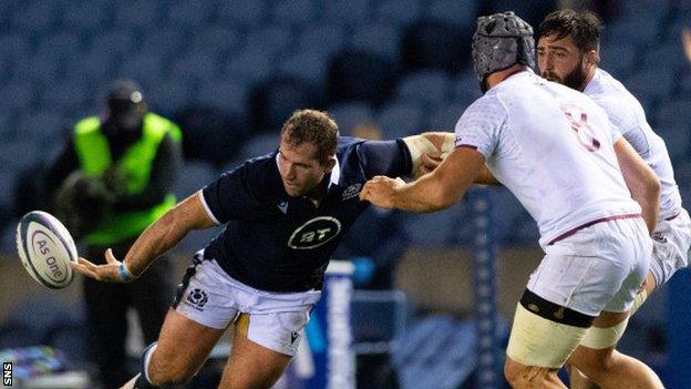 Fraser Brown in action for Scotland