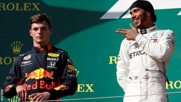 Max Verstappen and Lewis Hamilton