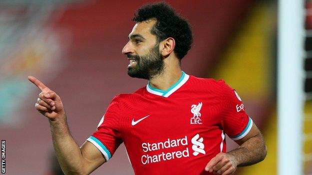 Mohamed Salah celebrates