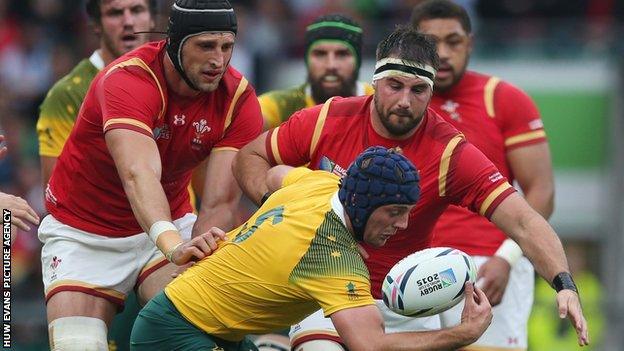 Wales in action against Australia at the 2015 Rugby World Cup