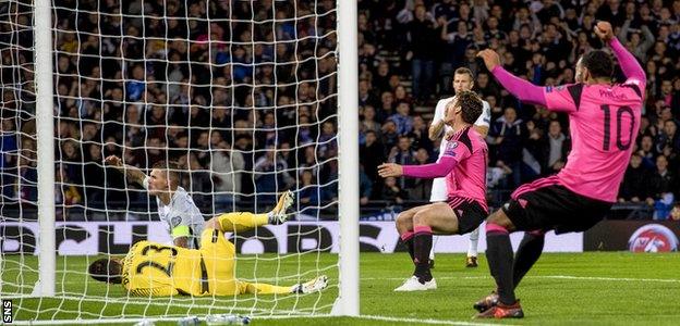 Slovakia's Martin Skrtel scores an own goal to give Scotland victory