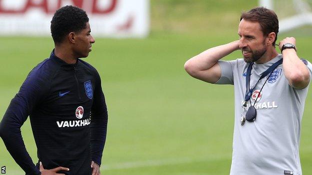 Marcus Rashford and Gareth Southgate