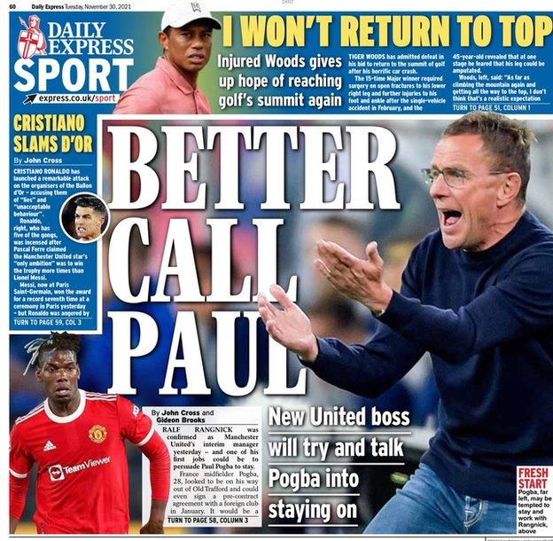 The back page of the Daily Express