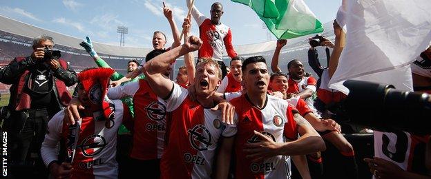 Feyenoord players celebrate