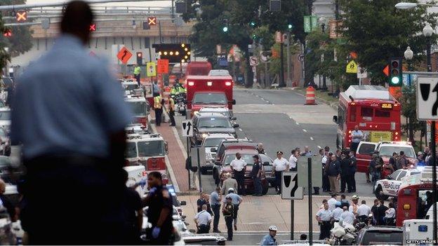 Emergency vehicles at Washington site, 16 Sept