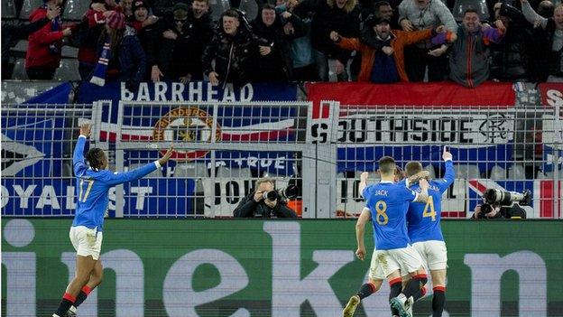 Rangers celebrate v Dortmund