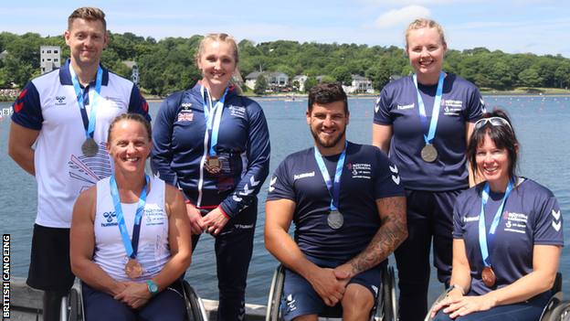 Britain's medallists on 5 August at the ICF Canoe Sprint and Paracanoe World Championships