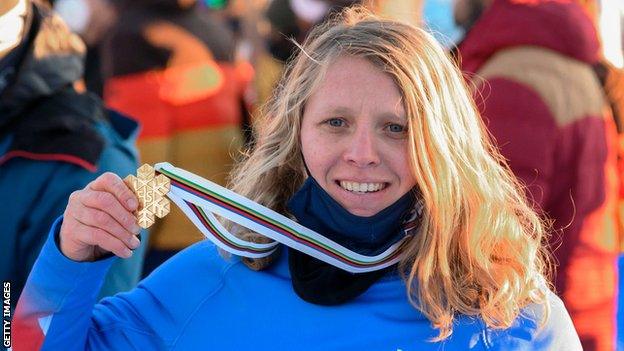 Bankes with her World Championship gold medal