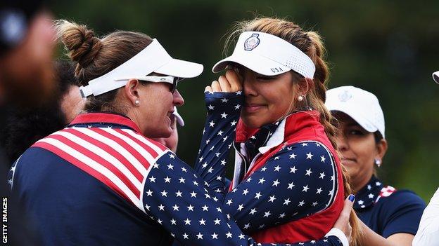 Alison Lee was at the centre of the controversy at the 17th hole during the Solheim Cup