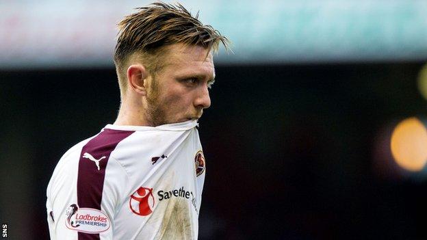 Hearts' Jordan McGhee looks distraught against Aberdeen