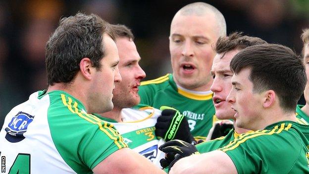 Kerry ended Donegal's unbeaten record in Division 1 in a bad-tempered game at Tralee