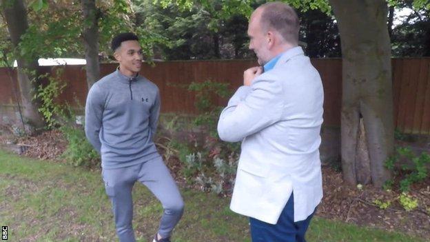 Trent Alexander-Arnold with BBC Sports editor Dan Roan